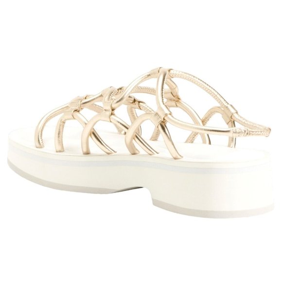 AEROSOLES Leather Chaya Platform Sandals Gold - Picture 3 of 6